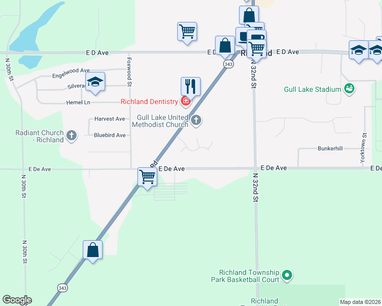 map of restaurants, bars, coffee shops, grocery stores, and more near 8765 Tiburon Lane in Richland