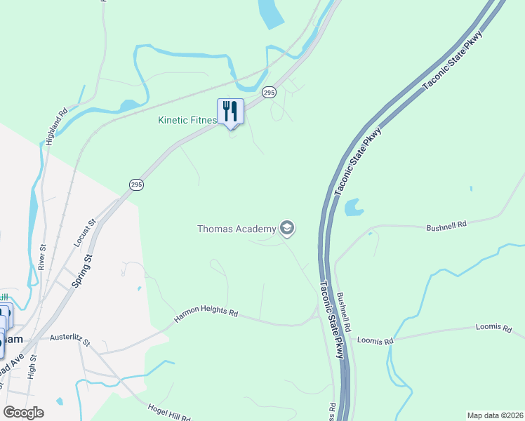 map of restaurants, bars, coffee shops, grocery stores, and more near 76 Bowman Road in Chatham