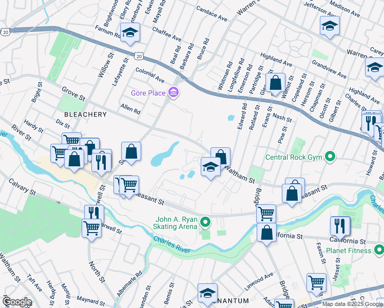 map of restaurants, bars, coffee shops, grocery stores, and more near 300 Woodview Way in Watertown
