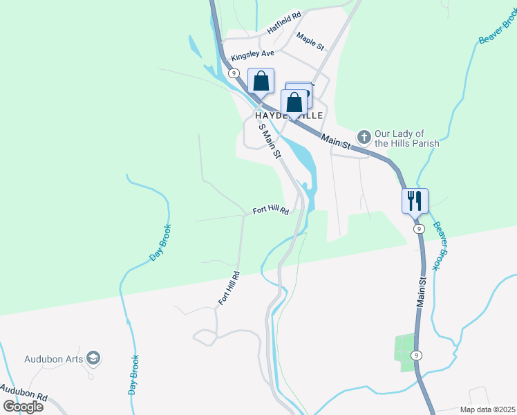 map of restaurants, bars, coffee shops, grocery stores, and more near 4 Fort Hill Road in Williamsburg