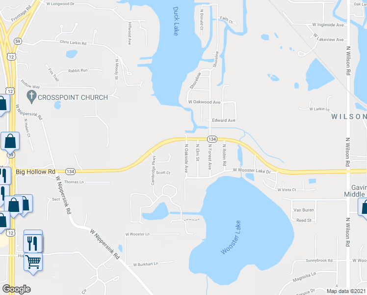 map of restaurants, bars, coffee shops, grocery stores, and more near 638 Key Largo Drive in Fox Lake