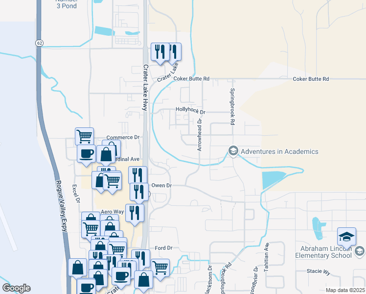 map of restaurants, bars, coffee shops, grocery stores, and more near 1530 Hartell Street in Medford