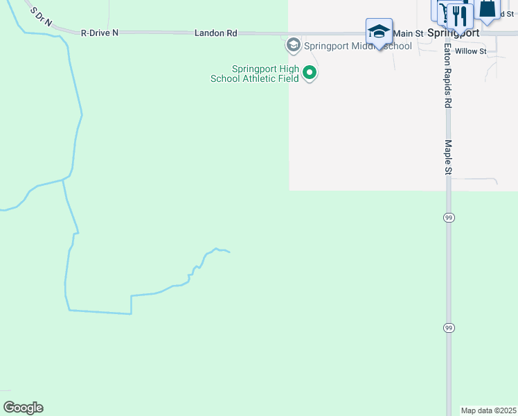 map of restaurants, bars, coffee shops, grocery stores, and more near in Springport