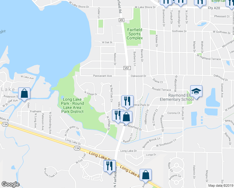 map of restaurants, bars, coffee shops, grocery stores, and more near 1208 Villa Vista Drive in Round Lake Beach