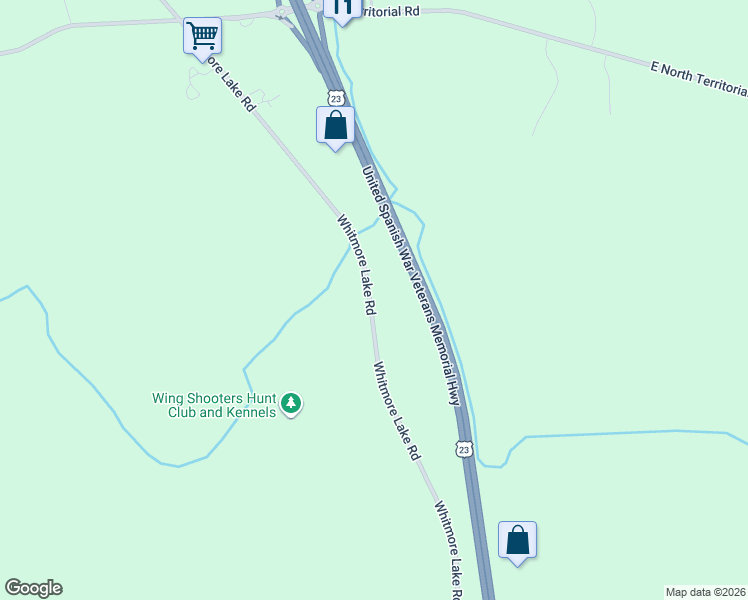 map of restaurants, bars, coffee shops, grocery stores, and more near 6404 Whitmore Lake Road in Whitmore Lake