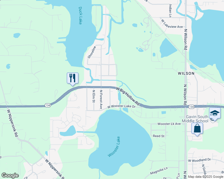 map of restaurants, bars, coffee shops, grocery stores, and more near 34871 North Robin Road in Ingleside