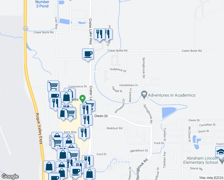 map of restaurants, bars, coffee shops, grocery stores, and more near 1524 Hartell Street in Medford