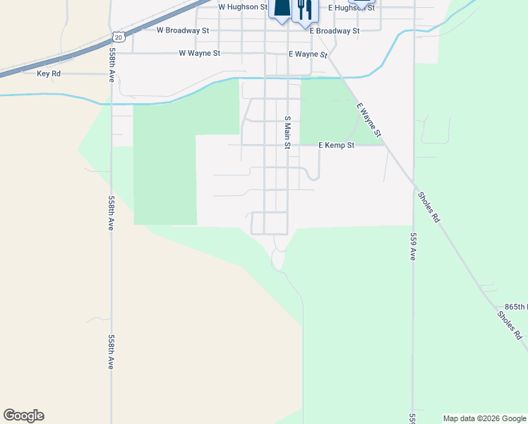 map of restaurants, bars, coffee shops, grocery stores, and more near 201 West Farley Street in Randolph