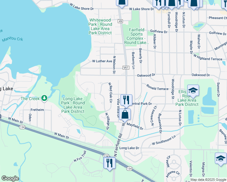 map of restaurants, bars, coffee shops, grocery stores, and more near 1208 Villa Vista Drive in Round Lake Beach