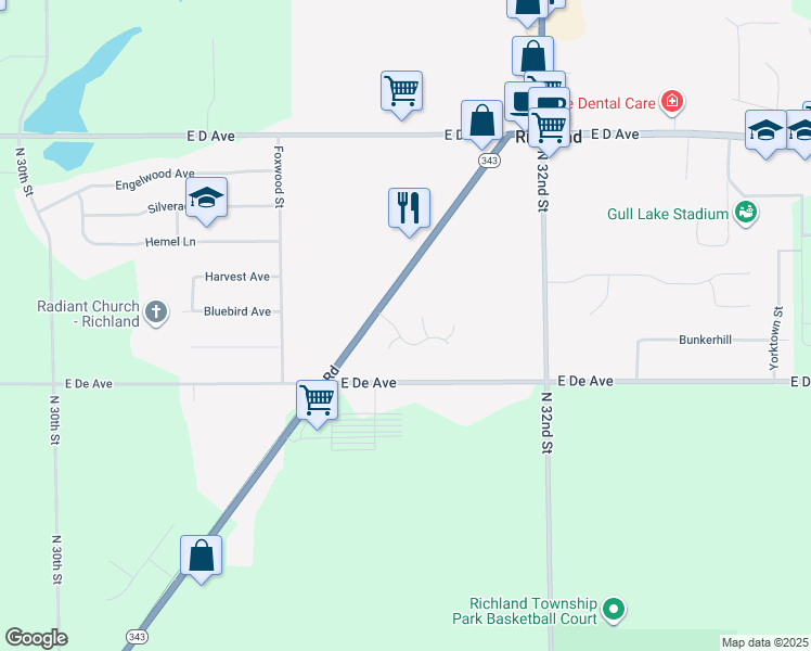 map of restaurants, bars, coffee shops, grocery stores, and more near 8765 Tiburon Lane in Richland