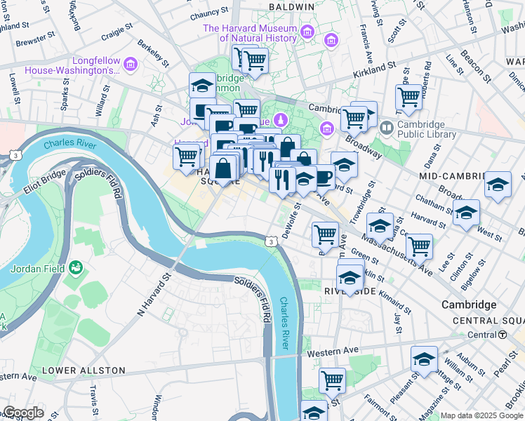 map of restaurants, bars, coffee shops, grocery stores, and more near 10 Holyoke Place in Cambridge