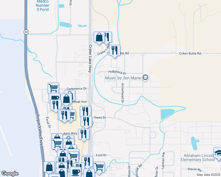 map of restaurants, bars, coffee shops, grocery stores, and more near 1524 Hartell Street in Medford