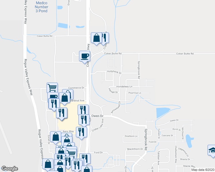 map of restaurants, bars, coffee shops, grocery stores, and more near 1524 Hartell Street in Medford