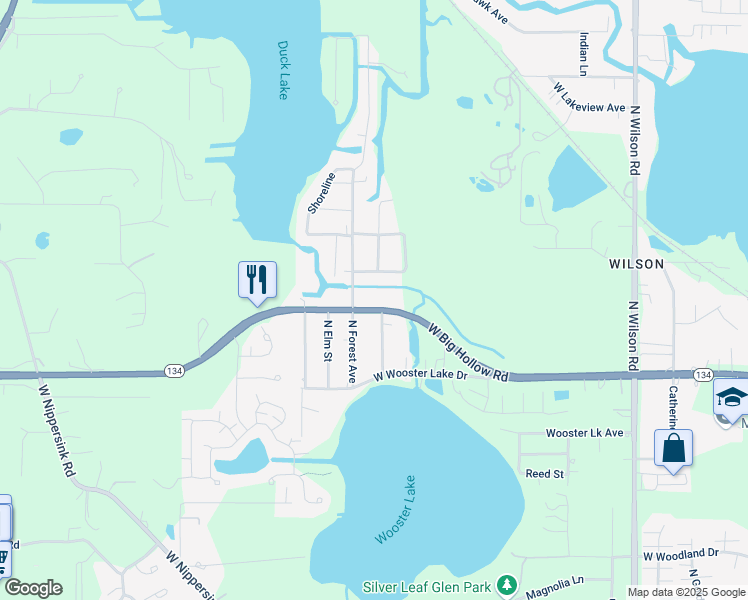 map of restaurants, bars, coffee shops, grocery stores, and more near 34871 North Robin Road in Ingleside