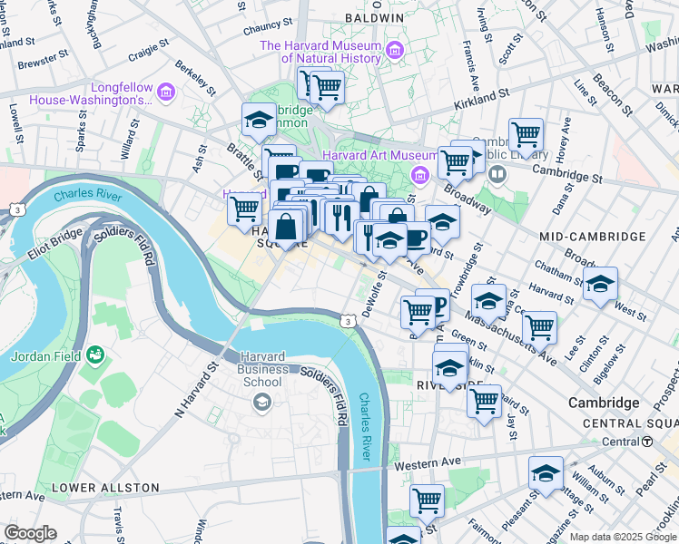 map of restaurants, bars, coffee shops, grocery stores, and more near 10 Holyoke Place in Cambridge