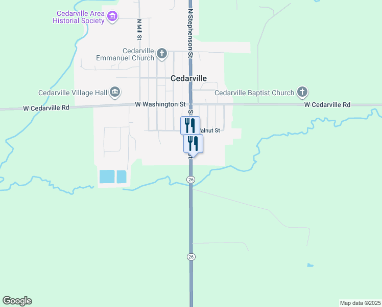 map of restaurants, bars, coffee shops, grocery stores, and more near 4747 Illinois 26 in Freeport