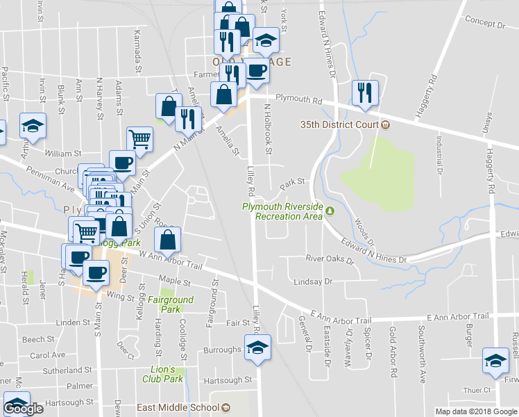 map of restaurants, bars, coffee shops, grocery stores, and more near 240 Parkview Drive in Plymouth