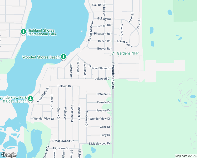 map of restaurants, bars, coffee shops, grocery stores, and more near 7709 Oakwood Drive in Wonder Lake