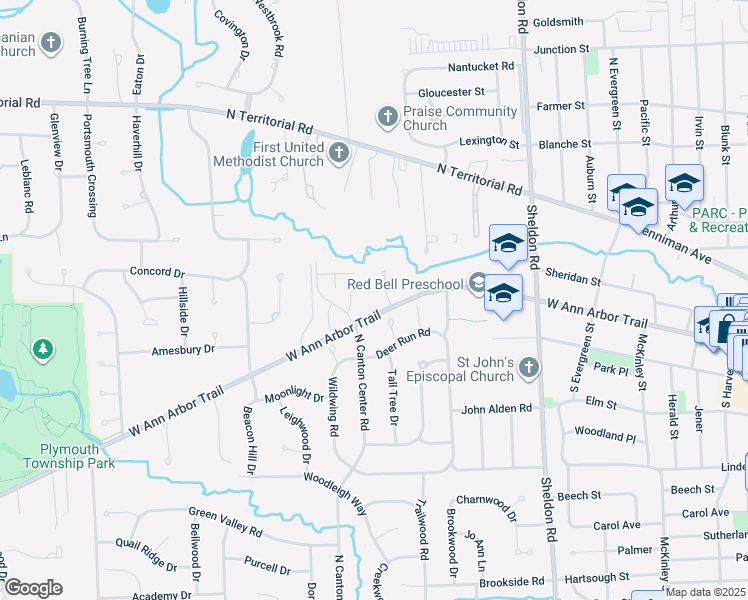 map of restaurants, bars, coffee shops, grocery stores, and more near 12411 Woodgate Drive in Plymouth