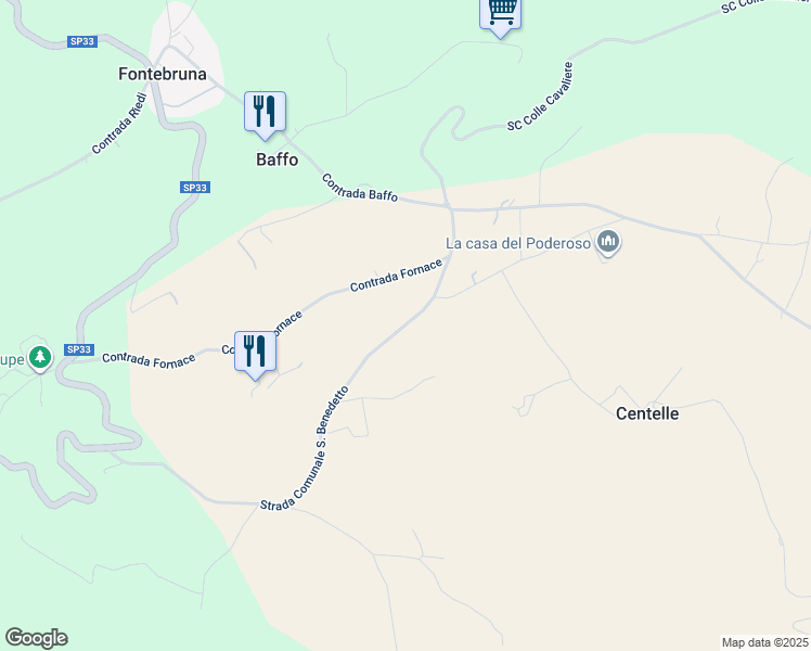 map of restaurants, bars, coffee shops, grocery stores, and more near 16 Strada Comunale San Benedetto in Provincia di Pescara