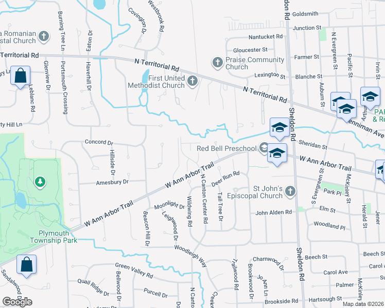 map of restaurants, bars, coffee shops, grocery stores, and more near 12498 Pinecrest Drive in Plymouth