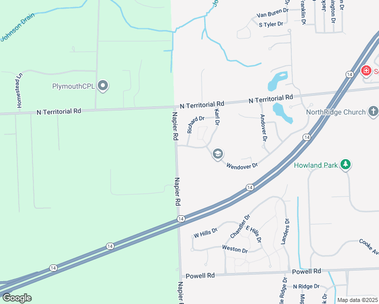 map of restaurants, bars, coffee shops, grocery stores, and more near 13176 Karl Drive in Plymouth