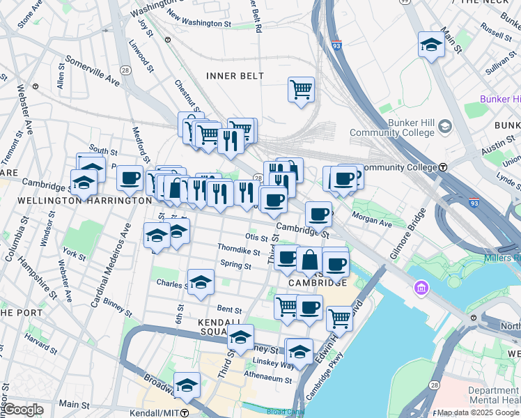 map of restaurants, bars, coffee shops, grocery stores, and more near in 