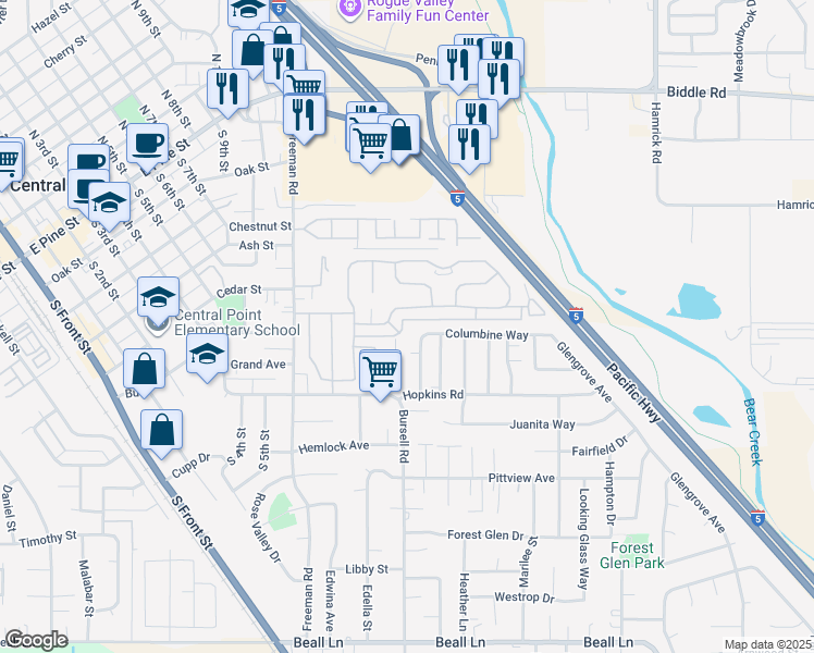 map of restaurants, bars, coffee shops, grocery stores, and more near 501 Briarwood Drive in Medford