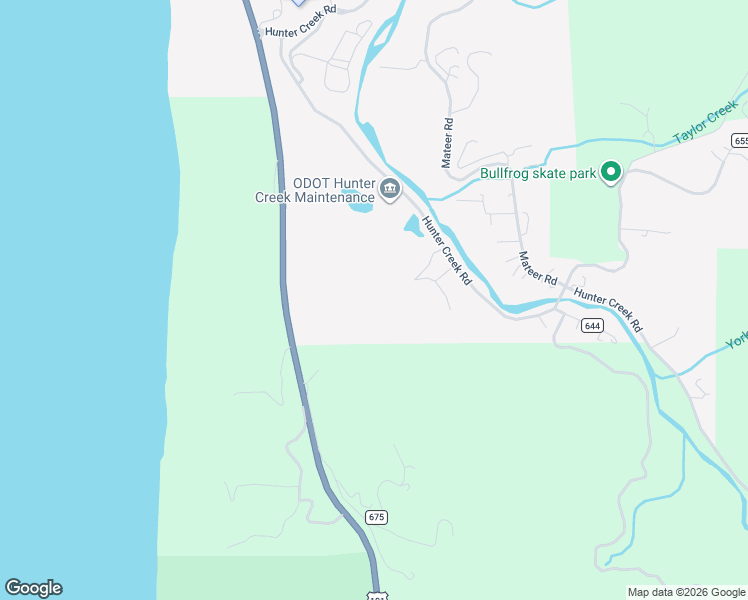map of restaurants, bars, coffee shops, grocery stores, and more near Mill Stream in Gold Beach