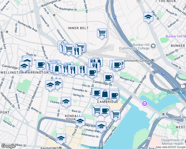 map of restaurants, bars, coffee shops, grocery stores, and more near in 
