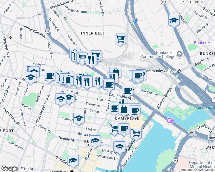map of restaurants, bars, coffee shops, grocery stores, and more near in 