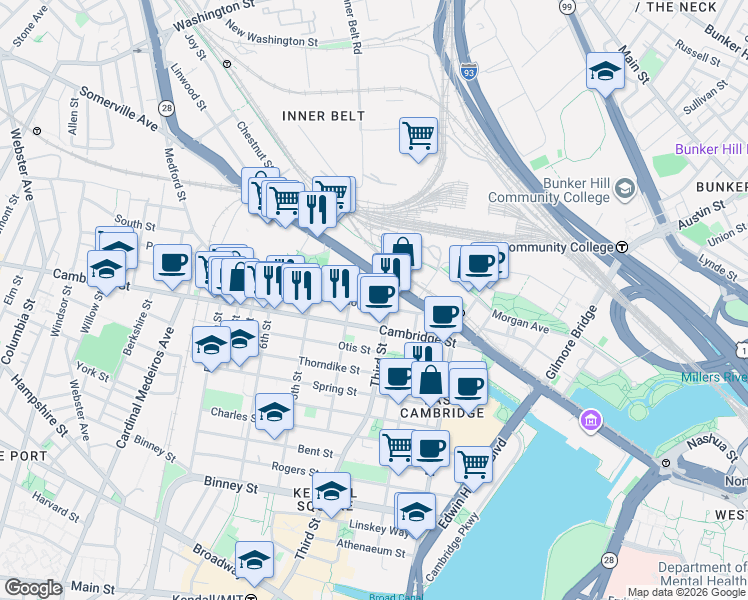 map of restaurants, bars, coffee shops, grocery stores, and more near in 