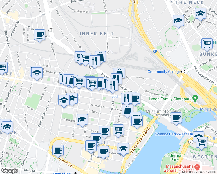 map of restaurants, bars, coffee shops, grocery stores, and more near in 