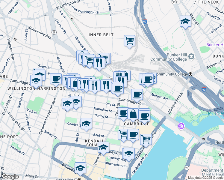 map of restaurants, bars, coffee shops, grocery stores, and more near in 