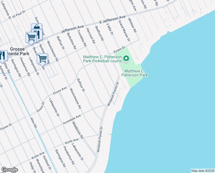 map of restaurants, bars, coffee shops, grocery stores, and more near 716 Trombley Road in Grosse Pointe Park