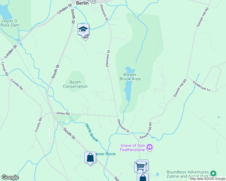 map of restaurants, bars, coffee shops, grocery stores, and more near 124 Pleasant Street in Berlin