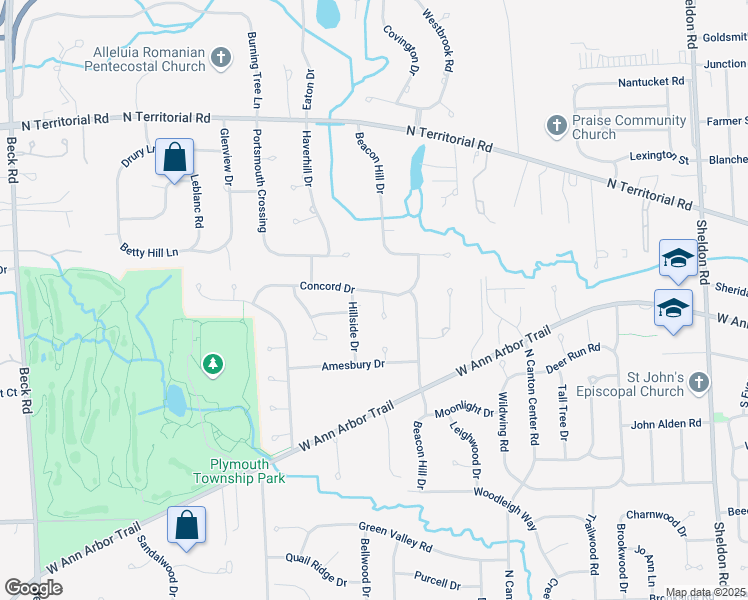 map of restaurants, bars, coffee shops, grocery stores, and more near 12485 Concord Court in Plymouth