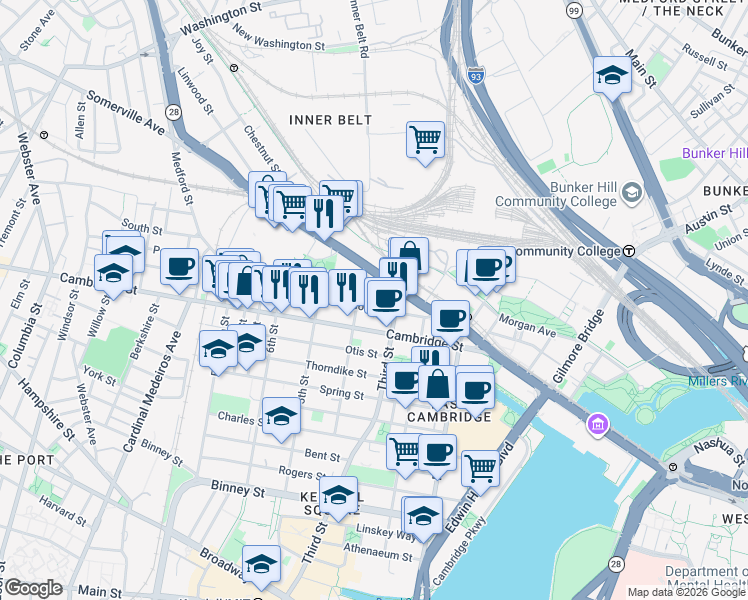 map of restaurants, bars, coffee shops, grocery stores, and more near in 
