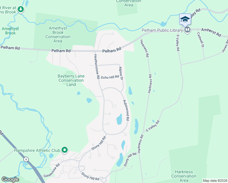 map of restaurants, bars, coffee shops, grocery stores, and more near 43 Aubinwood Road in Amherst