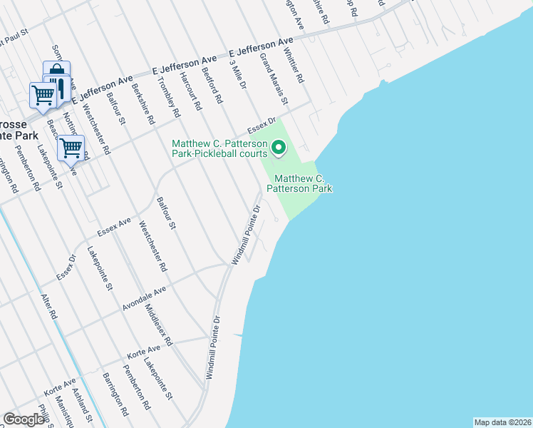 map of restaurants, bars, coffee shops, grocery stores, and more near 675 Bedford Lane in Grosse Pointe Park