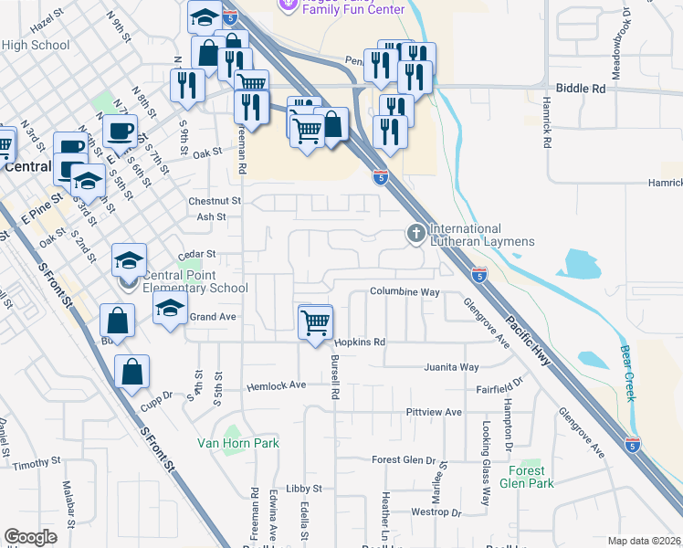 map of restaurants, bars, coffee shops, grocery stores, and more near 501 Briarwood Drive in Medford