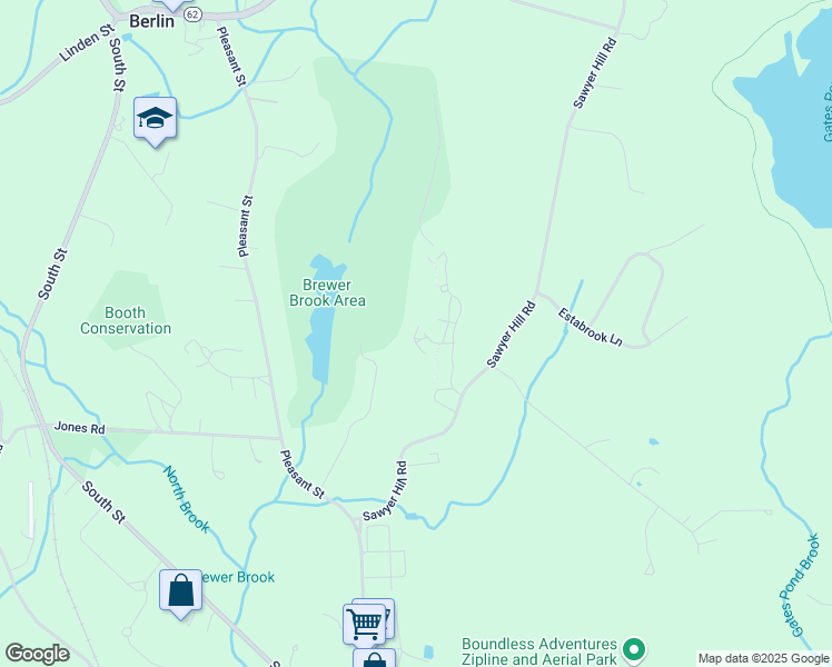 map of restaurants, bars, coffee shops, grocery stores, and more near 34 Village Lane in Berlin