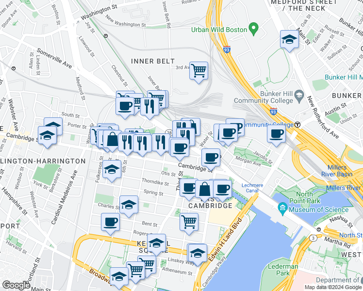 map of restaurants, bars, coffee shops, grocery stores, and more near in 