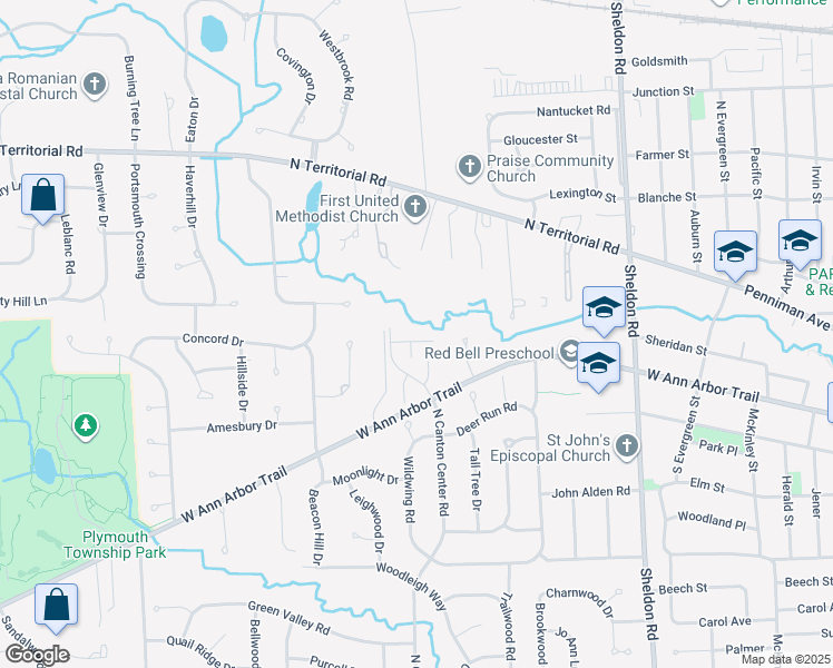 map of restaurants, bars, coffee shops, grocery stores, and more near 12444 Pinecrest Drive in Plymouth