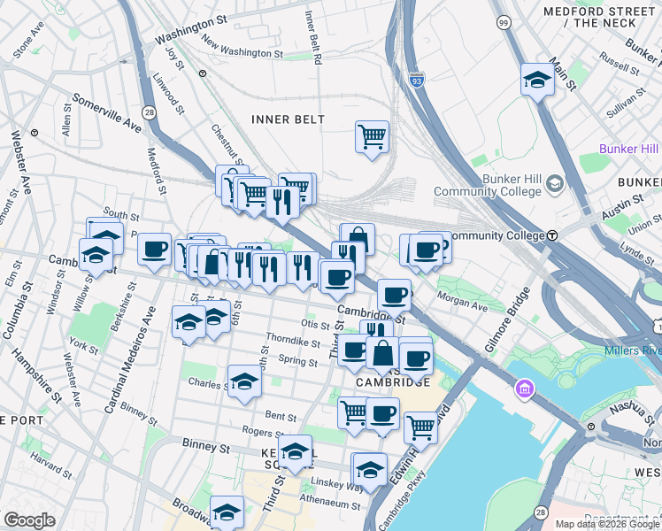 map of restaurants, bars, coffee shops, grocery stores, and more near in 