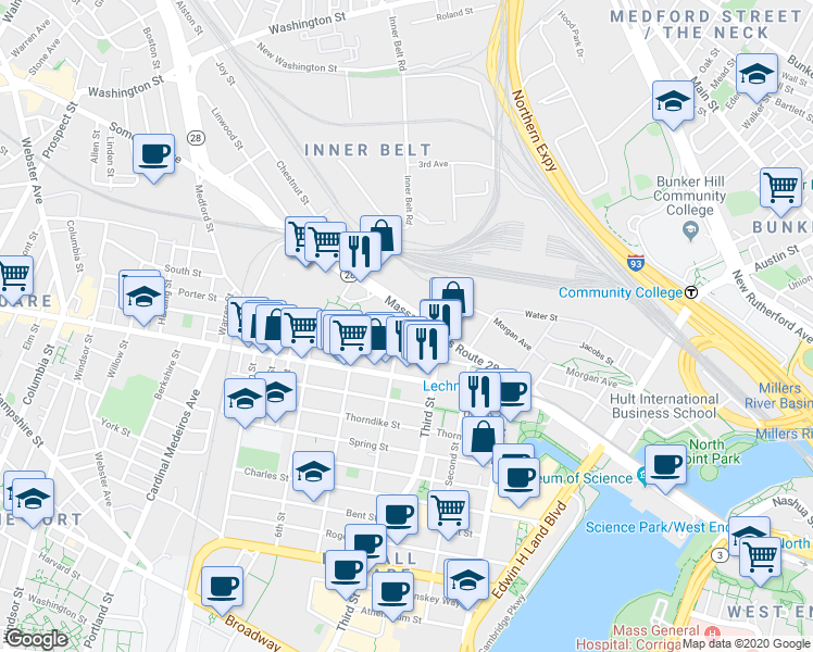 map of restaurants, bars, coffee shops, grocery stores, and more near in 