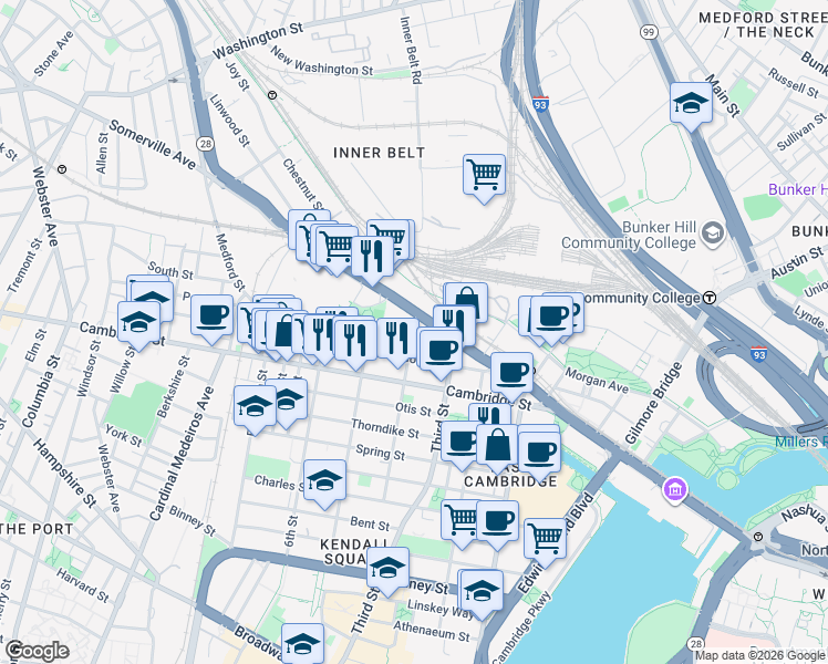 map of restaurants, bars, coffee shops, grocery stores, and more near in 