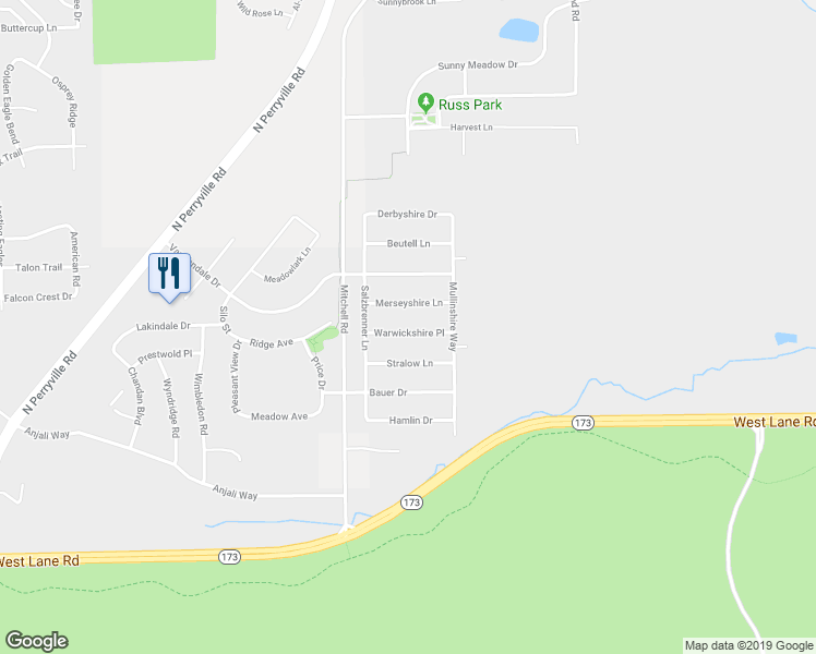 map of restaurants, bars, coffee shops, grocery stores, and more near 3058 Warwickshire Drive in Machesney Park