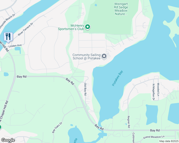 map of restaurants, bars, coffee shops, grocery stores, and more near 1201 Rocky Beach Lane in Johnsburg
