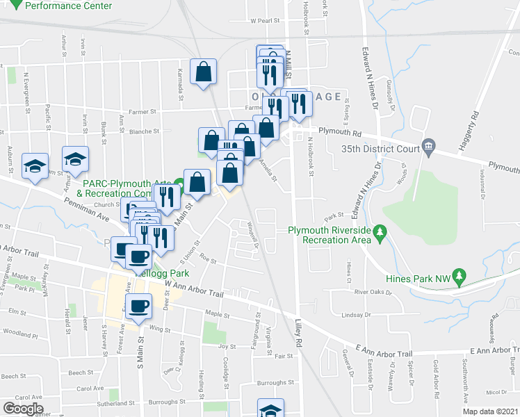 map of restaurants, bars, coffee shops, grocery stores, and more near 258 North Sydney Court in Plymouth